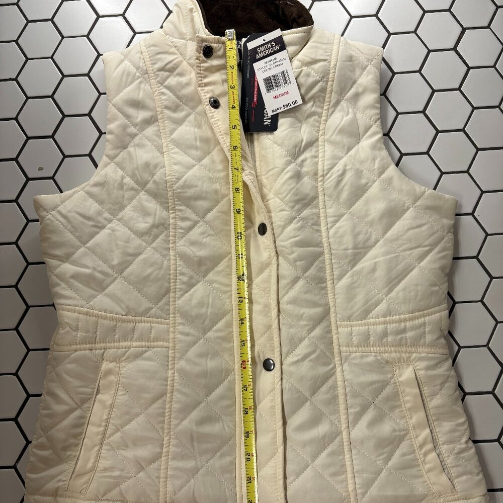 Smith's American Quilted Fleece Lined Vest Cream Medium NWT